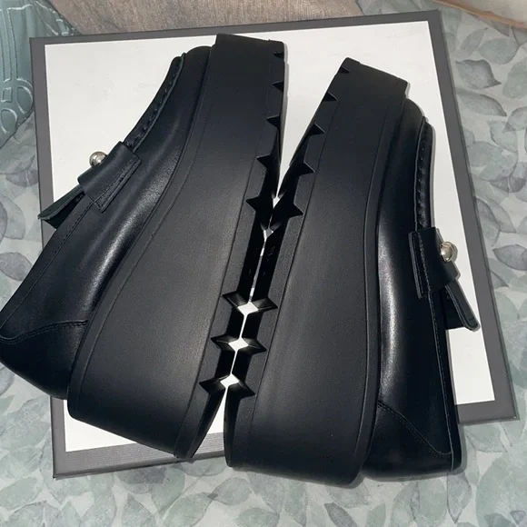 NWT J/SLIDES VICKY Black Leather Platform - Picture 14 of 16